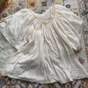 Scandal boho swim cover up beach flowy cream dress